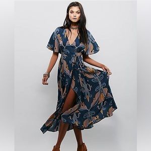 Free People • Sweet Escape Wrap Dress • Large • Indigo/Blue • Like New